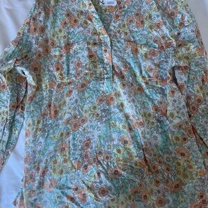 Floral Print Carve Denim Women's Top